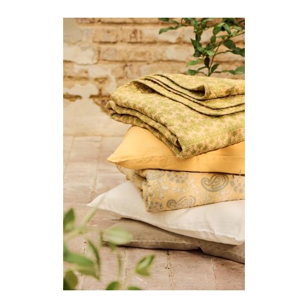 Quiltet Vatt�ppe, m/gr�nt m�nster, 130x180cm, Bomuld Ib Laursen