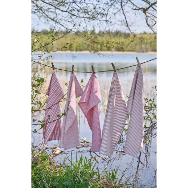 Viskestykke 50x70cm bomuld, Rosa farvede striber