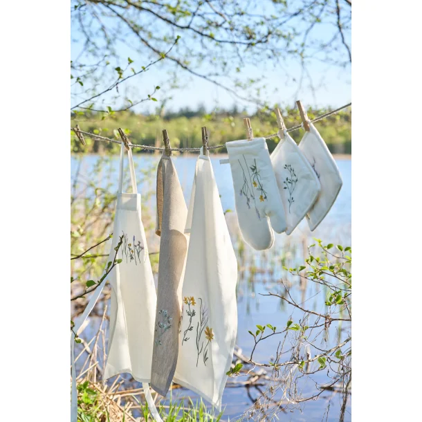 Viskestykke m/broderi blomst 50x70cm bomuld