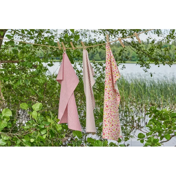 Viskestykke 50x70cm bomuld, Hvid/Pink striber